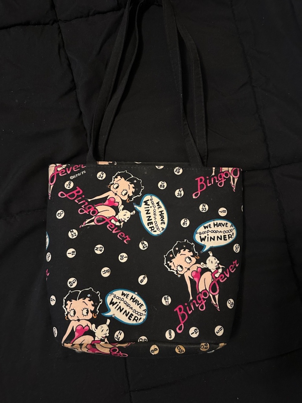 Betty Boop Bingo Fever Black Canvas Tote Bag